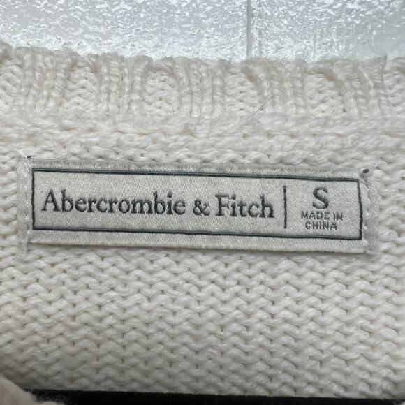 Abercrombie & Fitch Cable Knit Crew Neck Women's Fisherman Sweater Size Small - Picture 2 of 12